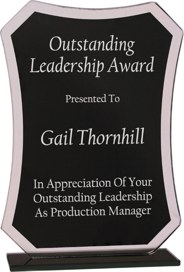 Custom Engraved 6 1/2" Black Rectangle Reflection Glass Award
