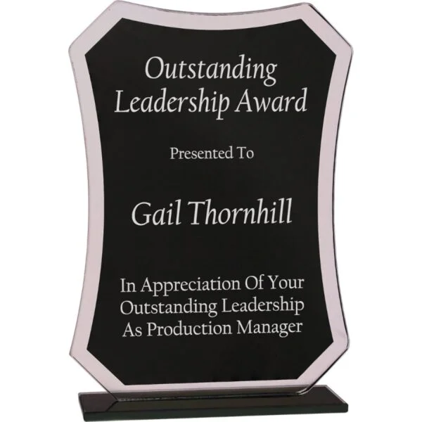 Custom Engraved 6 1/2" Black Rectangle Reflection Glass Award