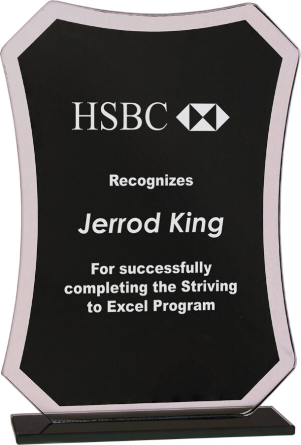 Custom Engraved 7 1/4" Black Rectangle Reflection Glass Award