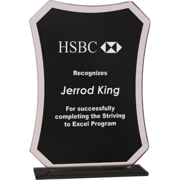 Custom Engraved 7 1/4" Black Rectangle Reflection Glass Award