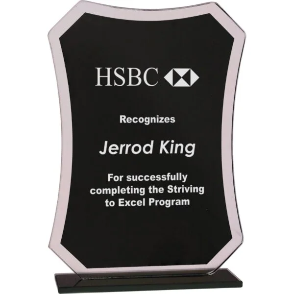 Custom Engraved 7 1/4" Black Rectangle Reflection Glass Award