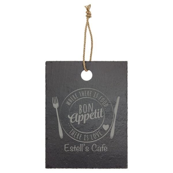 Personalized 11 1/2" x 8 3/4" Rectangle Slate Cutting Board with Hanger String