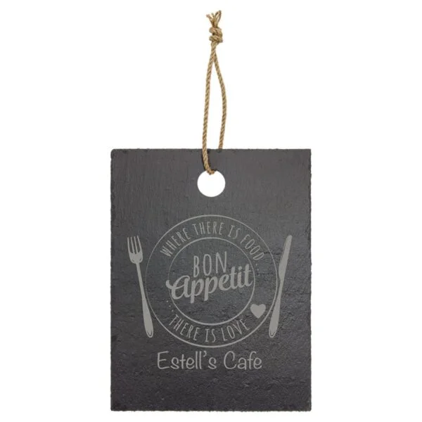 Personalized 11 1/2" x 8 3/4" Rectangle Slate Cutting Board with Hanger String