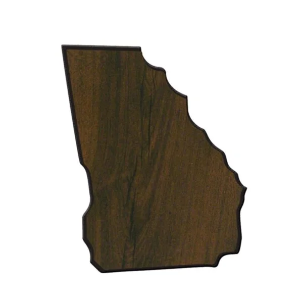 Custom Engraved 6 1/2" x 9" Walnut Finish Black Edge Georgia State Plaque