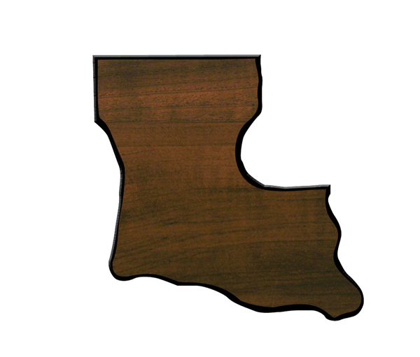 Custom Engraved 8 1/2" x 9 1/2" Walnut Finish Black Edge Louisiana State Plaque