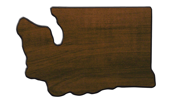 Custom Engraved 7 3/8" x 11 3/8" Walnut Finish Black Edge Washington State Plaque