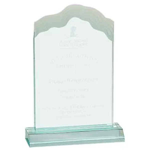 Custom Engraved 5" x 8" Jade Frosted White Cap Edge Acrylic with 6" Base