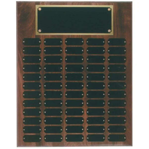 Custom Engraved 60 Plate Genuine Walnut Completed Perpetual Plaque