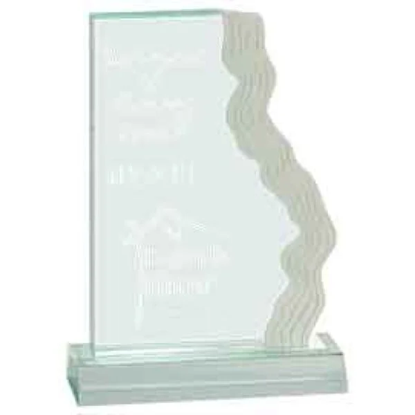 Custom Engraved 5" x 7" Jade Frosted Waterfall Edge Acrylic with 5 1/2" Base
