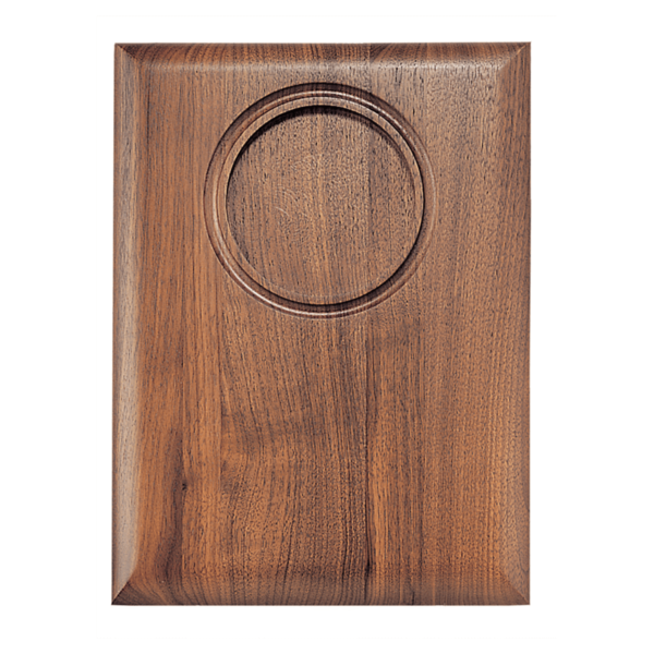Custom Engraved 5" x 7" Walnut Piano Plaque With Round Recessed Area