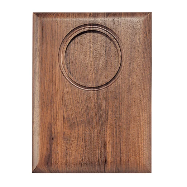 Custom Engraved 5" x 7" Walnut Piano Plaque With Round Recessed Area