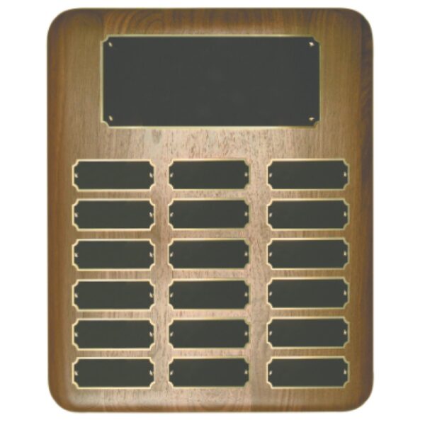 Custom Engraved 18 Plate Genuine Walnut Elliptical Edge Completed Perpetual Plaque