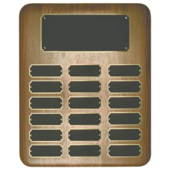 Custom Engraved 18 Plate Genuine Walnut Elliptical Edge Completed Perpetual Plaque