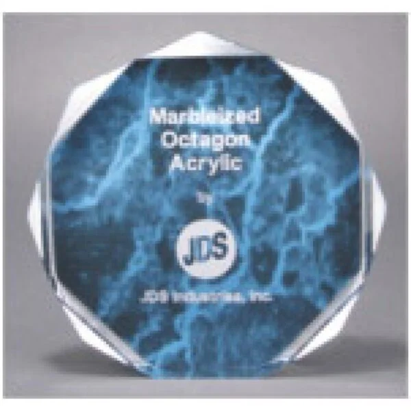 Custom Engraved 6" Blue Marble Octagon Acrylic Award